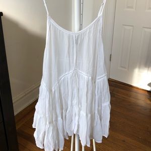 White Boho Flowy Asymmetrical Tank Top